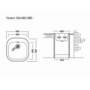картинка Кухонная мойка Ukinox ГАЛАНТ GAM460.480 -GT6K 0C   